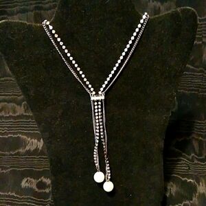 Diamond Double Pearl Necklace